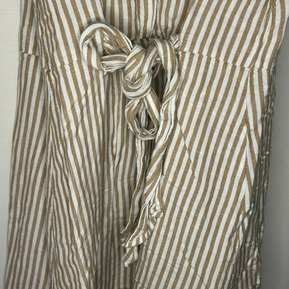 Ann Taylor Factory Midi Sundress Women Medium Petite Strip Tie Back Linen Blend - Picture 9 of 10